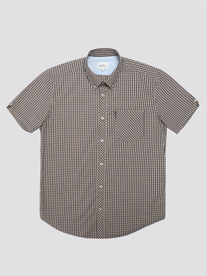 Signature Gingham Short Sleeve Shirt - Copper Orange