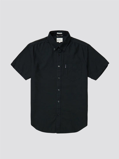 Organic Cotton Short Sleeve Oxford Shirt - Black