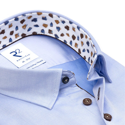 2-Ply Organic Cotton Shirts - Light Blue - Brown Buttons