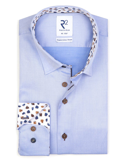 2-Ply Organic Cotton Shirts - Light Blue - Brown Buttons