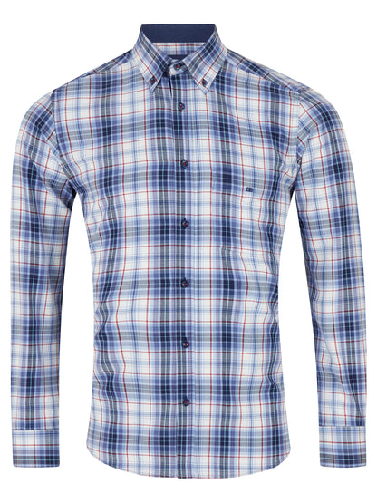 Drifter Pure Cotton Sleeve Shirt - Blue Check