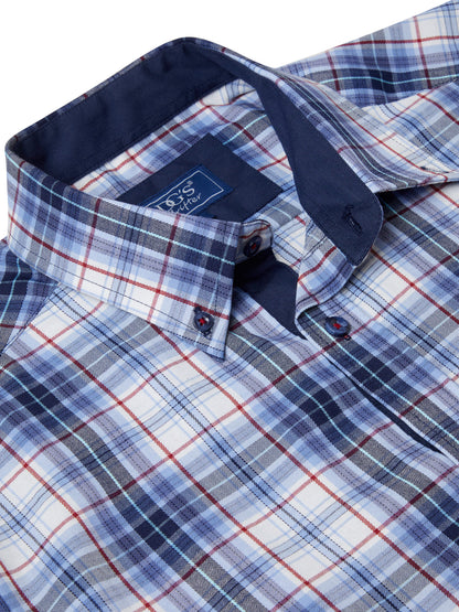 Drifter Pure Cotton Sleeve Shirt - Blue Check