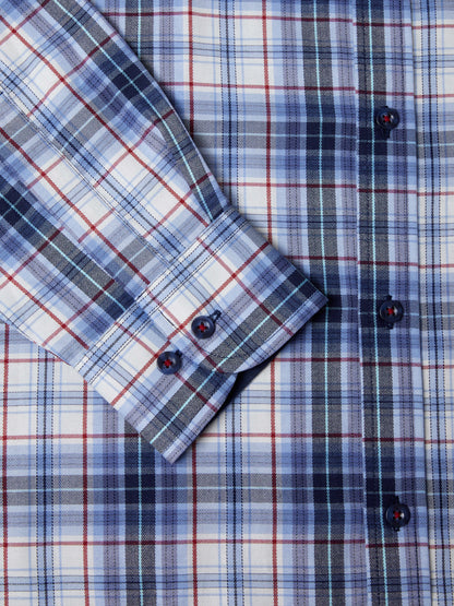 Drifter Pure Cotton Sleeve Shirt - Blue Check