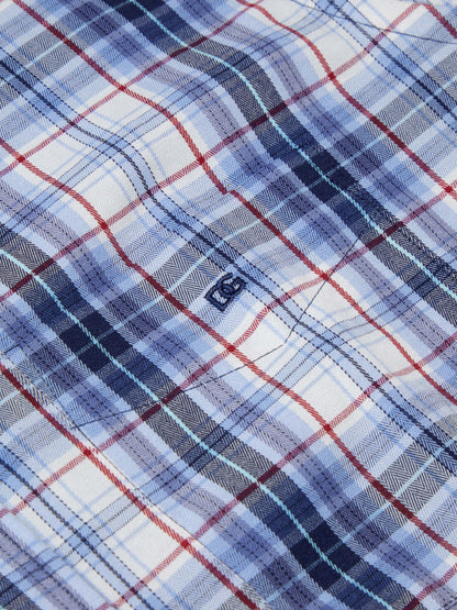 Drifter Pure Cotton Sleeve Shirt - Blue Check