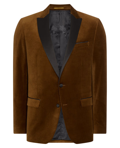 Slim Fit Velvet Jacket - Rust