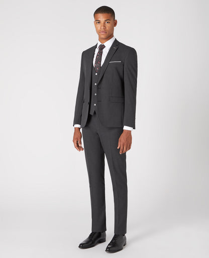 Slim Fit Polyviscose Suit Trousers - Charcoal