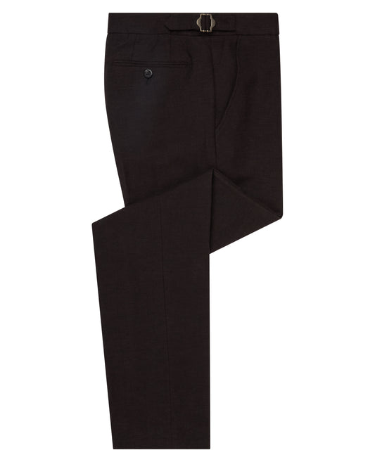 Slim Fit Linen-Blend Suit Trousers - Black