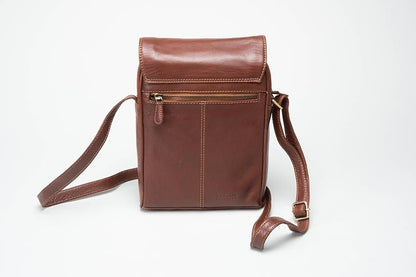 Unisex Small Leather Satchel - Tan