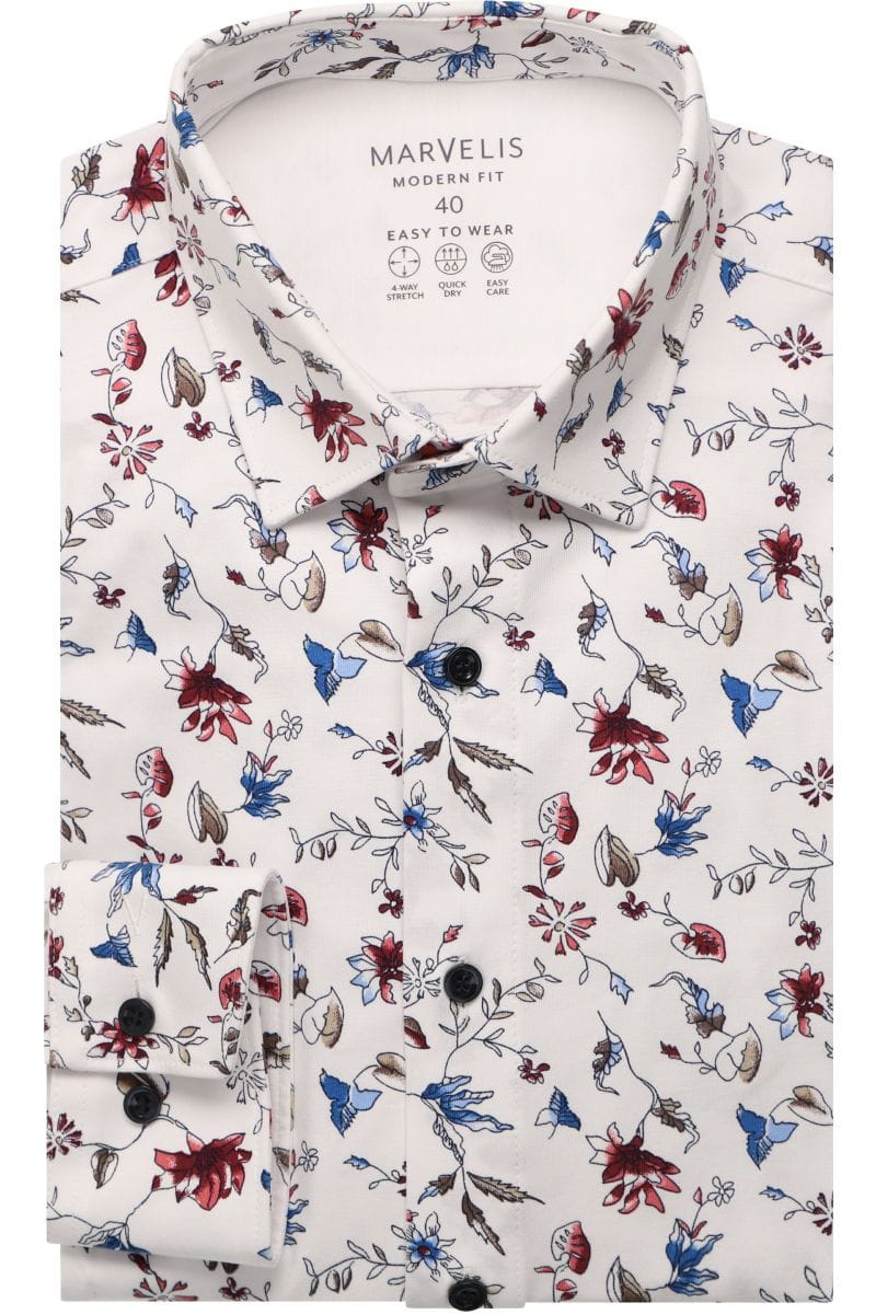 Active 4-Way Stretch Long-Sleeve Shirt - White Floral