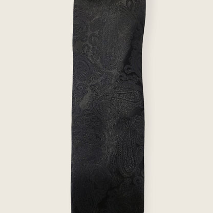 Tie and Hankie Set - Tonal Paisley Black I081769