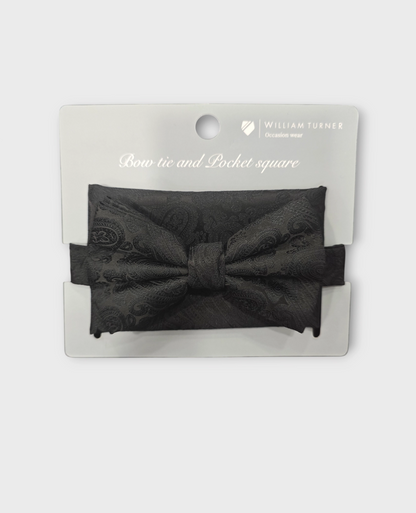 Bow Tie and Hankie Set - Black Paisley I139225