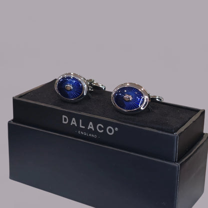 Blue Enamel Oval Cufflinks