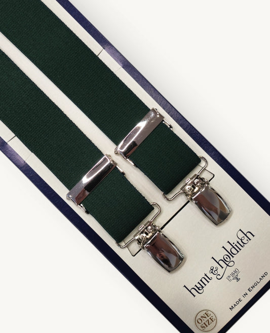 Adjustable Clip Slim Bracers -Bottle Green Silver