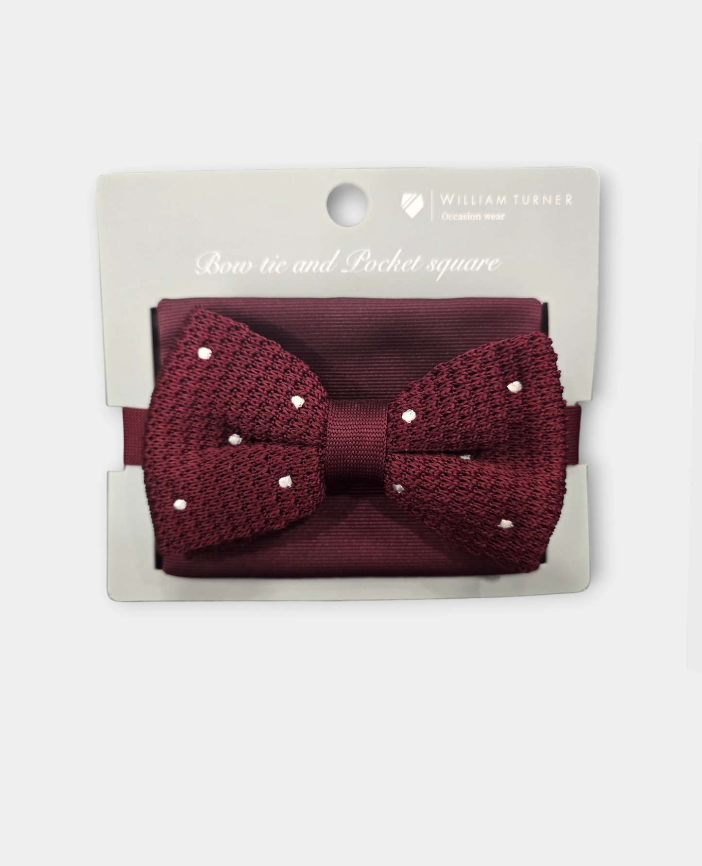 Bow Tie and Hankie Set - Burgundy Knitted I138878