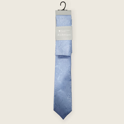 Tie and Hankie Set - Tonal Paisley Cornflower Blue I169843