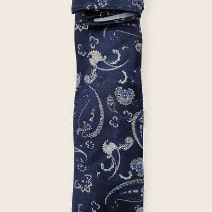 Tie and Hankie Set - Paisley Navy i104452