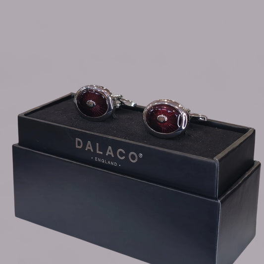 Dark Red Enamel Oval Cufflinks