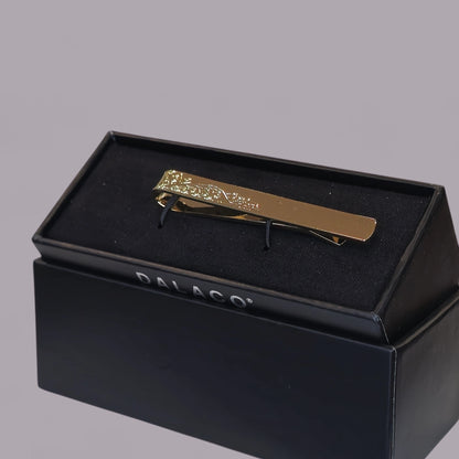 Fancy Engraved Gold Plate Tie Bar