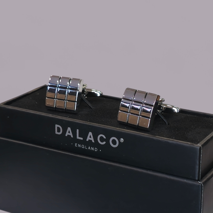 Square Grid Rhodium Plated Cufflinks