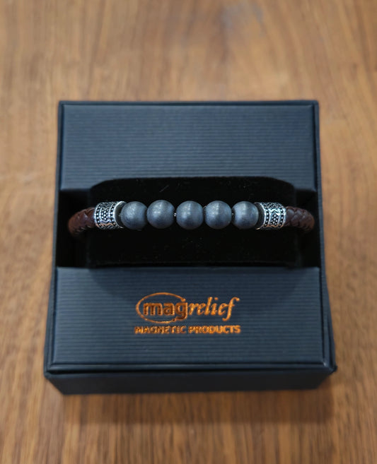 MagRelief - Leather Bracelet - Brown MR012