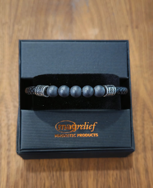 MagRelief - Leather Bracelet - Black MR014