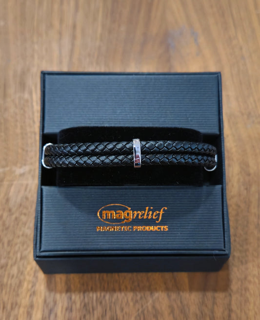 MagRelief - Leather Bracelet - Black MR018