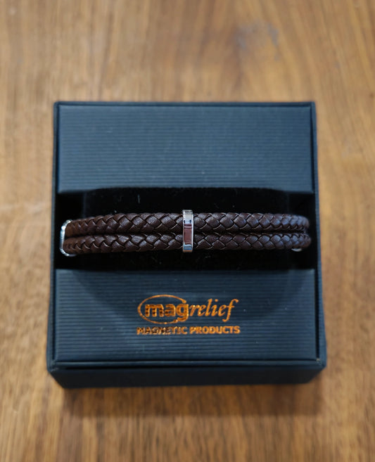 MagRelief - Leather Bracelet - Brown MR019