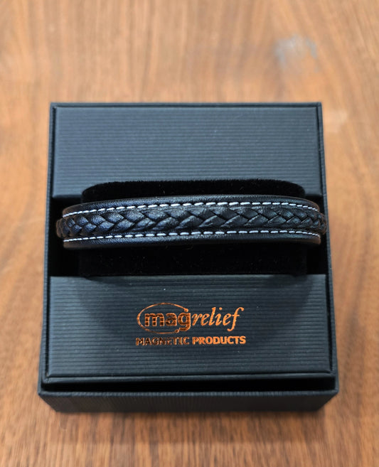 MagRelief - Leather Bracelet - Black MR028