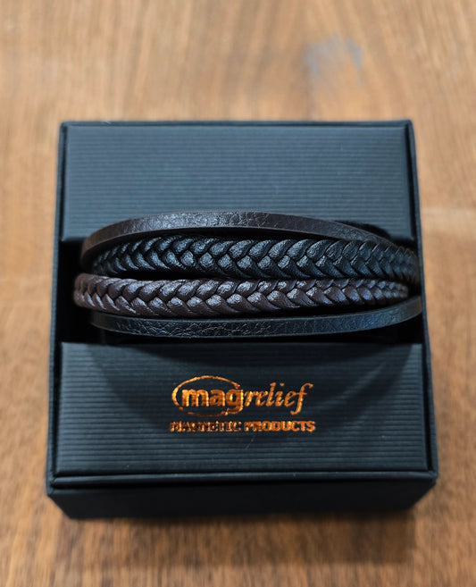 MagRelief - Leather Bracelet - Black and Brown MR030