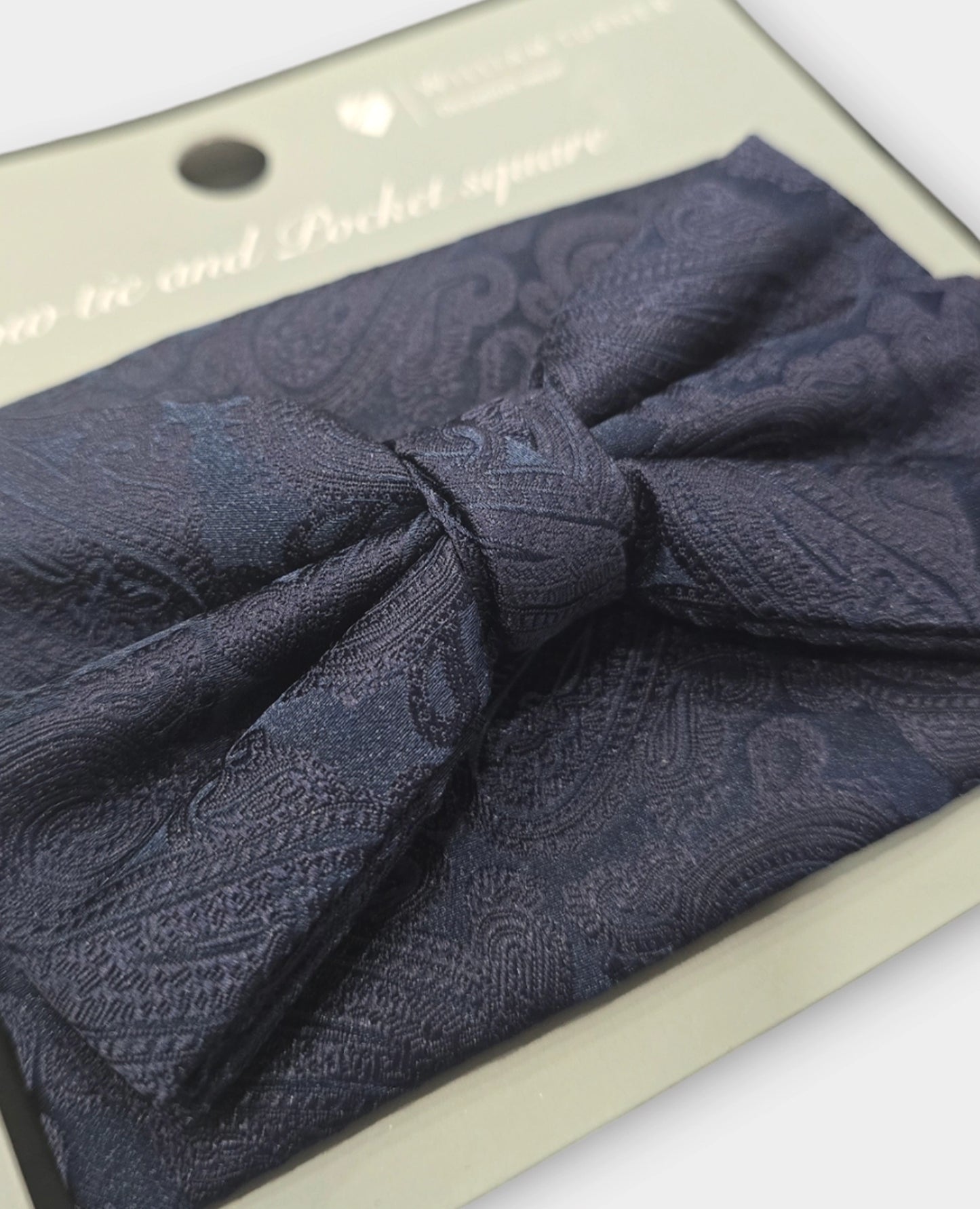 Bow Tie and Hankie Set - Navy Paisley I138881