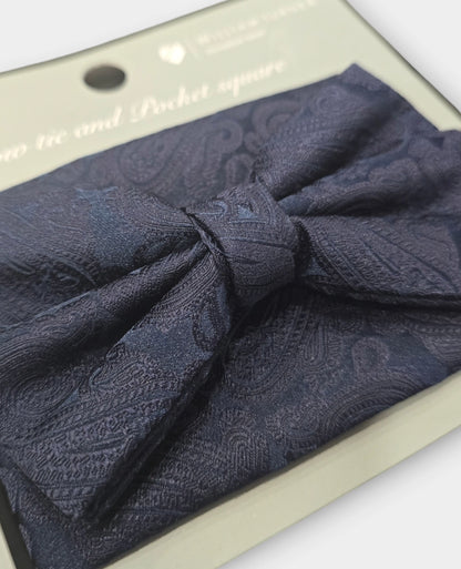 Bow Tie and Hankie Set - Navy Paisley I138881