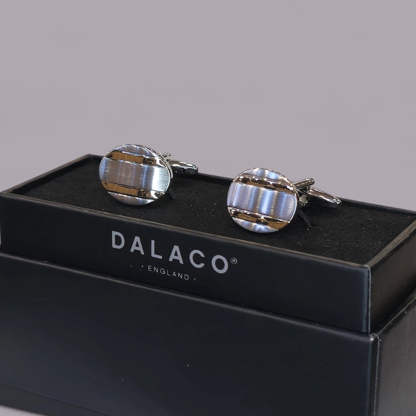 Brushed Rhodium Plated with Gold Plate Cufflinks