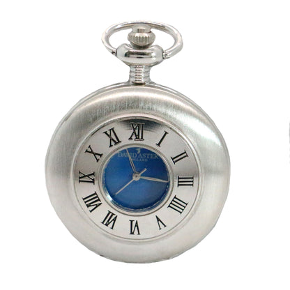 Silver & Blue Quartz Half Hunter Pocket Watch