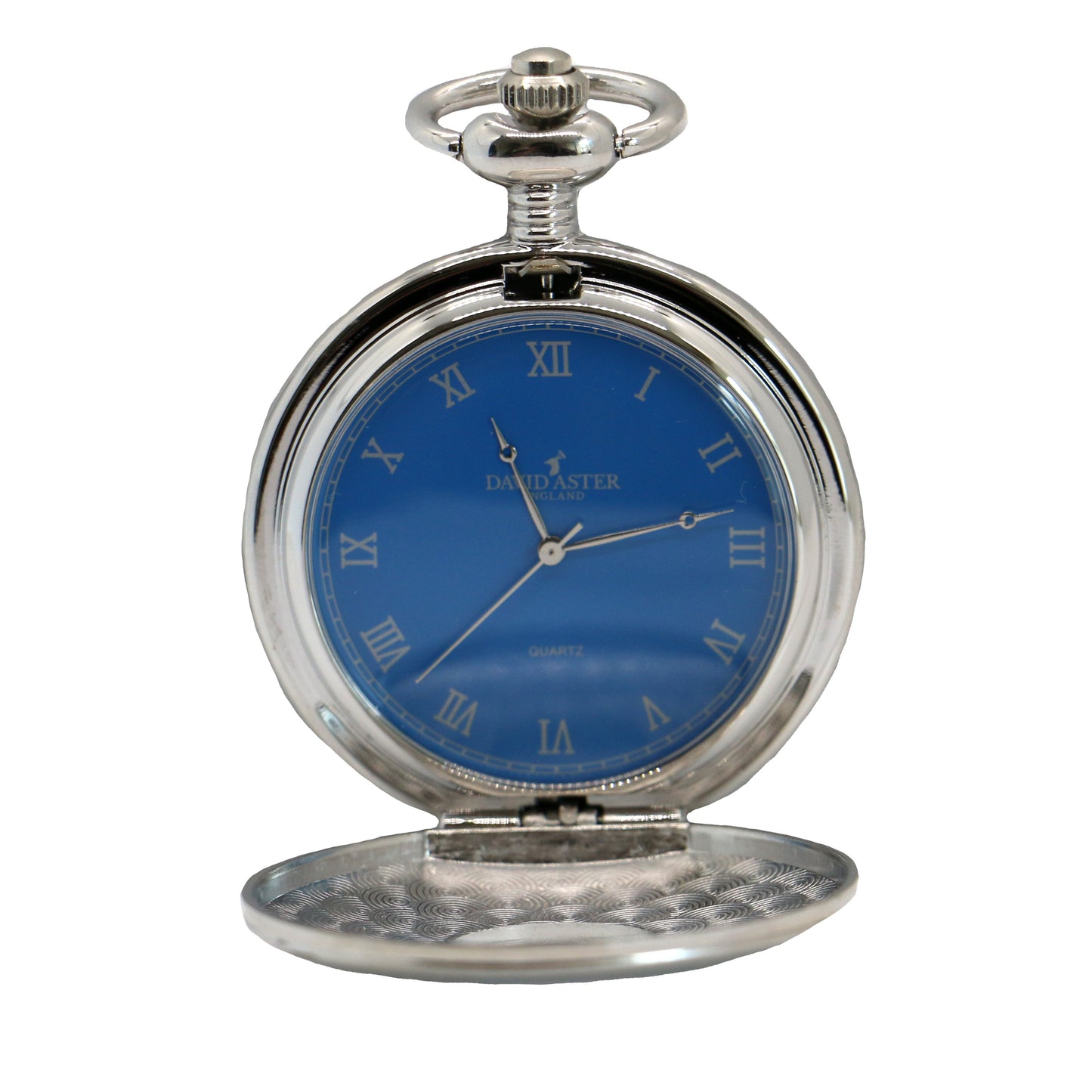 Silver & Blue Quartz Half Hunter Pocket Watch