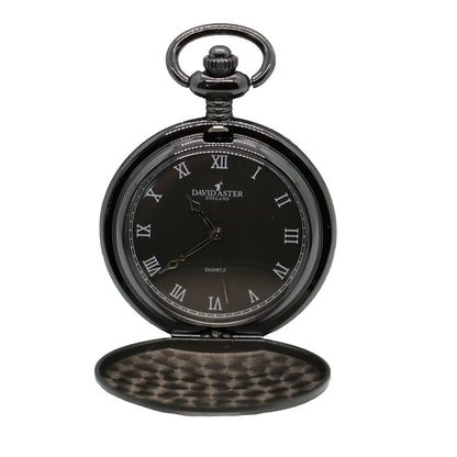 Gun Metal Quartz Full Hunter Pocket Watch