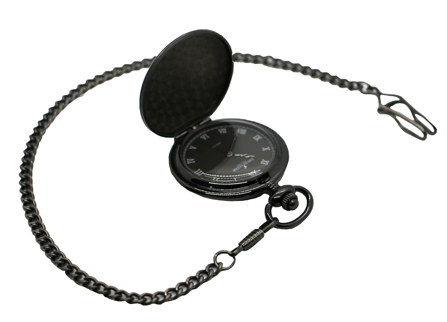 Gun Metal Quartz Full Hunter Pocket Watch