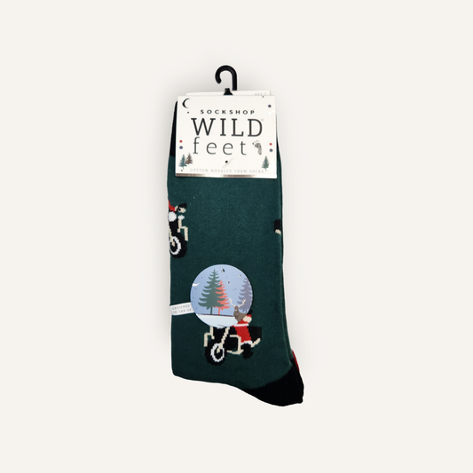 Wild-Feet Novelty Christmas Socks - Motor-Cycle Santa