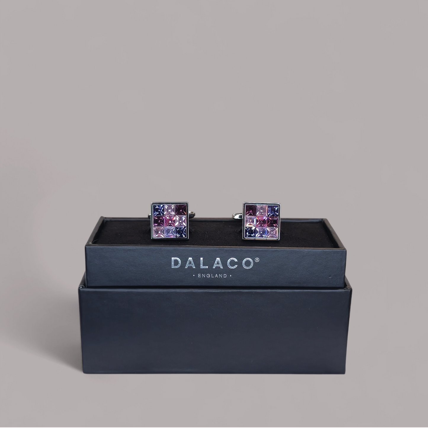 Pink Crystal Square Cufflinks