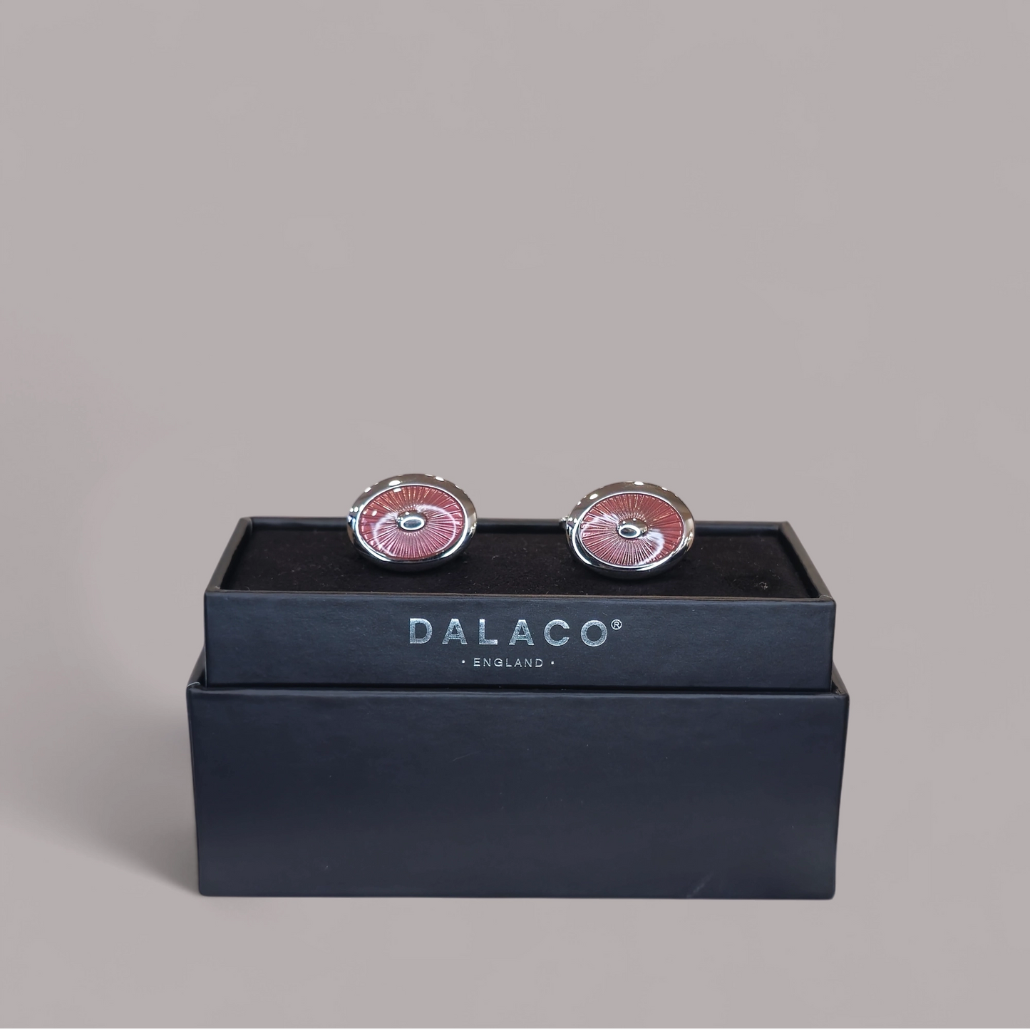 Pink Enamel Oval Cufflinks