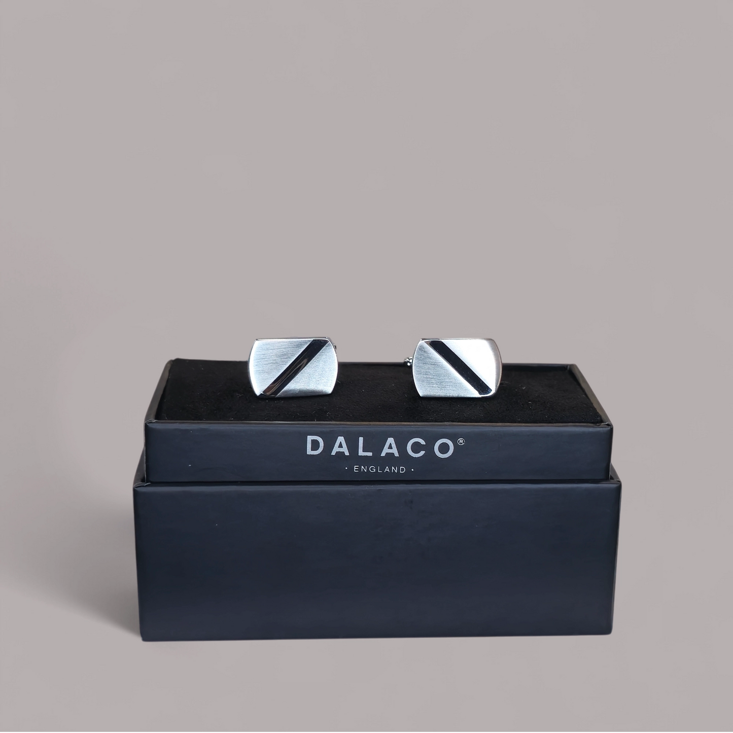 Polished Rhodium Plated with Shiny Stripe Cufflinks