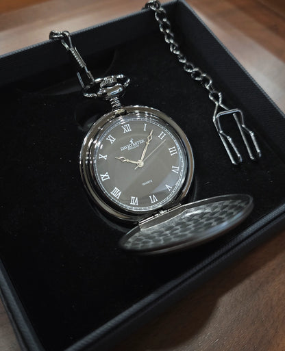 Gun Metal Quartz Full Hunter Pocket Watch