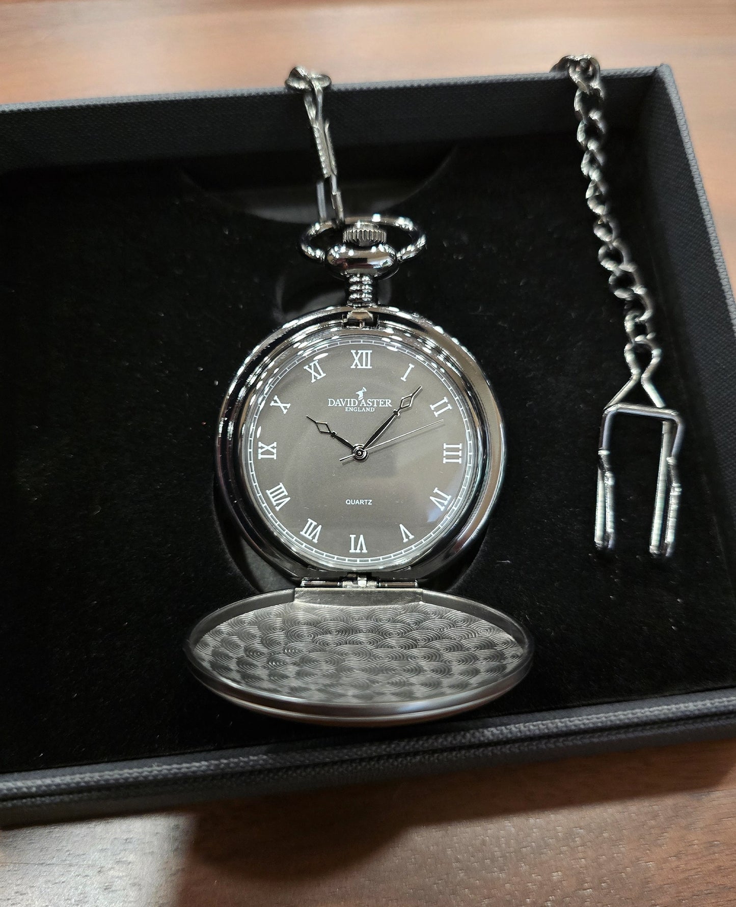 Gun Metal Quartz Full Hunter Pocket Watch