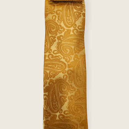 Tie and Hankie Set - Tonal Paisley Rich Gold I082048