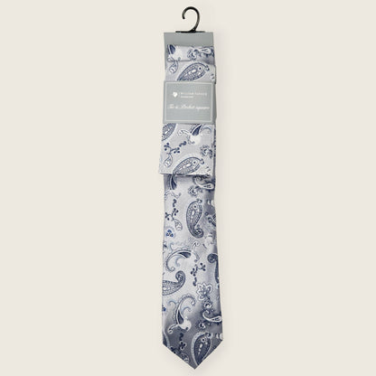 Tie and Hankie Set - Paisley Silver I104450