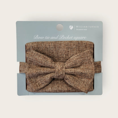 Bow-Tie and Hankie Set - Tweed Brown