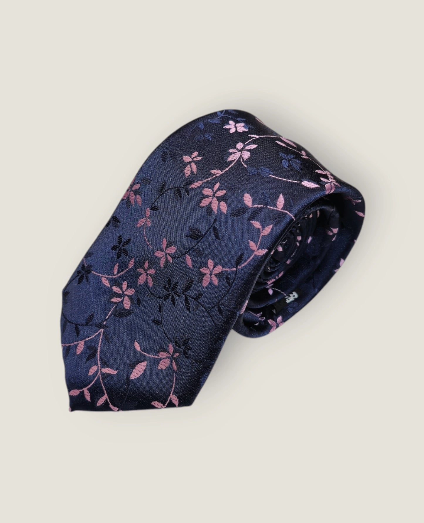 Tie & Hankie Set - Navy Pink Floral BL90040A-5