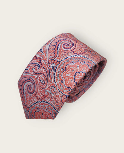 Tie & Hankie Set - Coral Paisley KJ9527BL-19