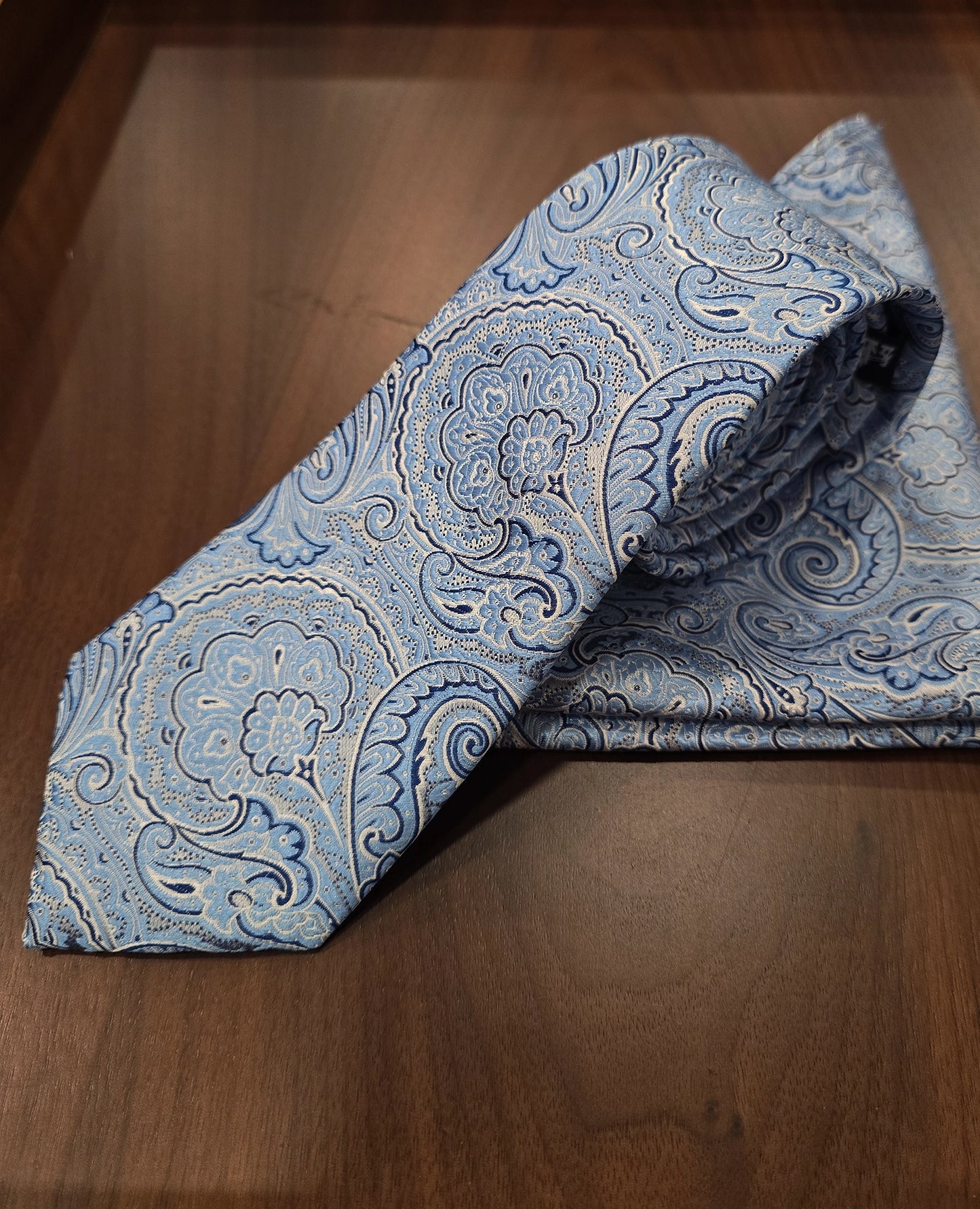 Tie & Hankie Set - Blue Paisley KJ9527BL-13