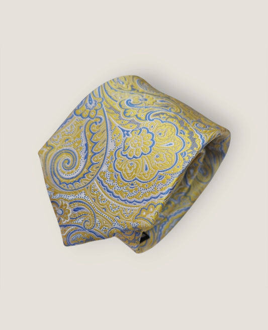 Tie & Hankie Set - Yellow Paisley KJ9527BL-21