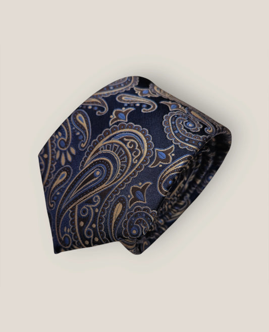 Tie & Hankie Set - Navy & Beige KM6661BLA-15